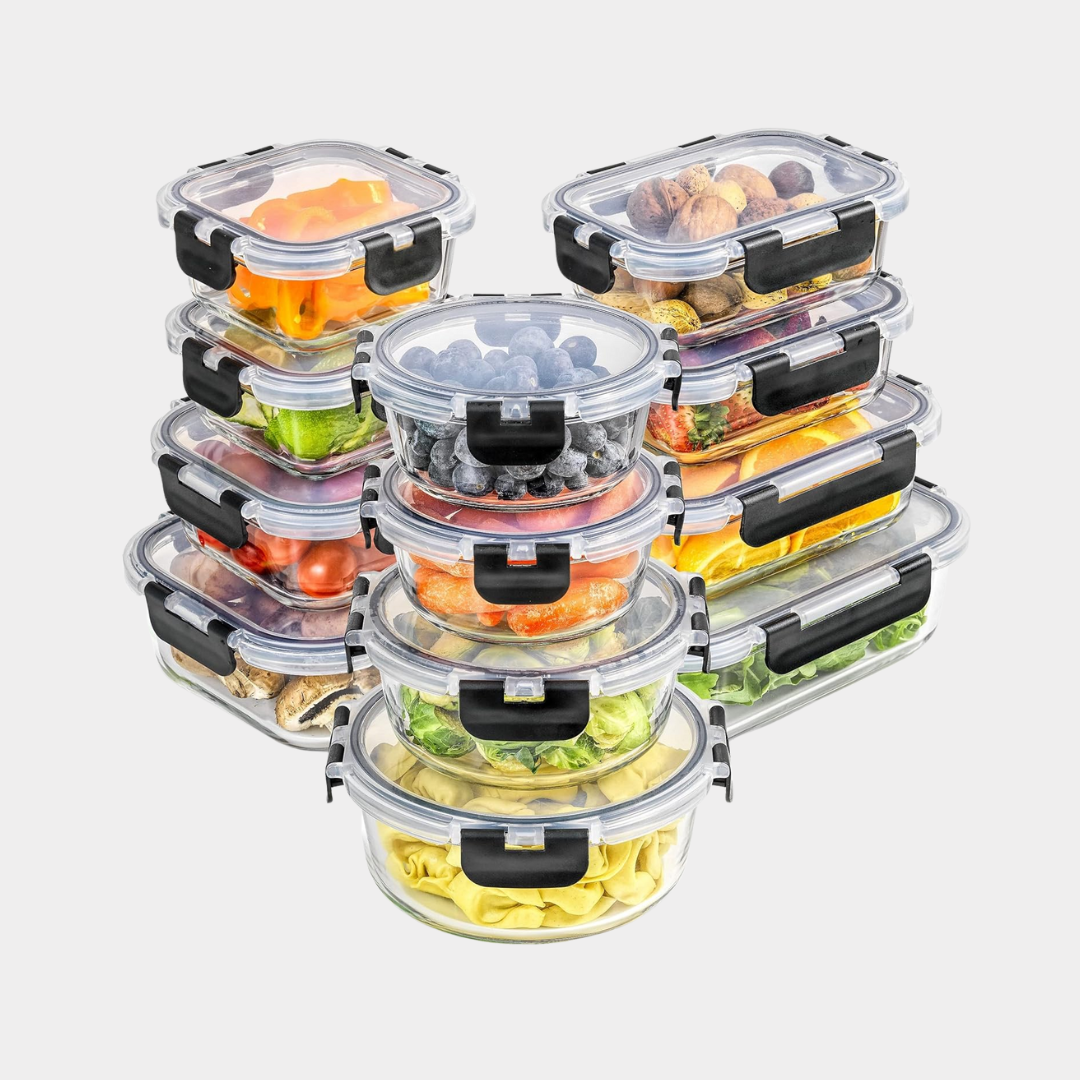 JoyJolt 24pc Borosilicate Glass Storage Containers with Lids